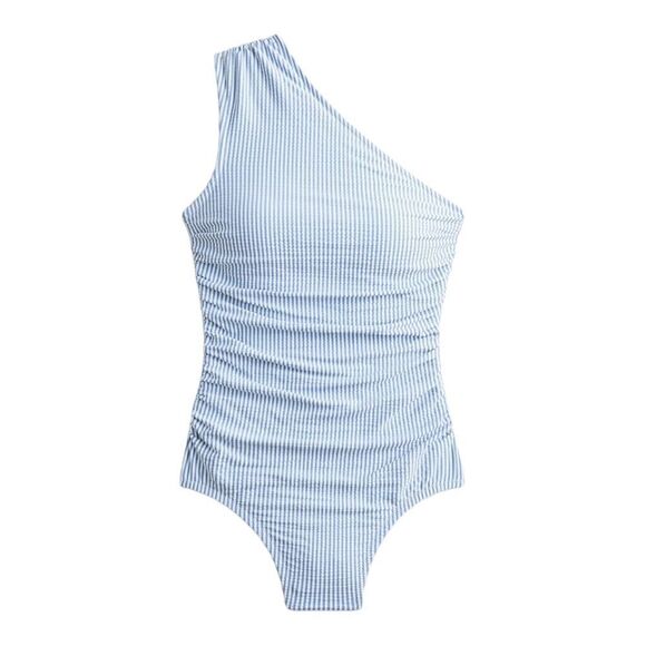J Crew Swimsuit Size 22 Ruched one-shoulder one-piece in‎ seersucker - Picture 1 of 6